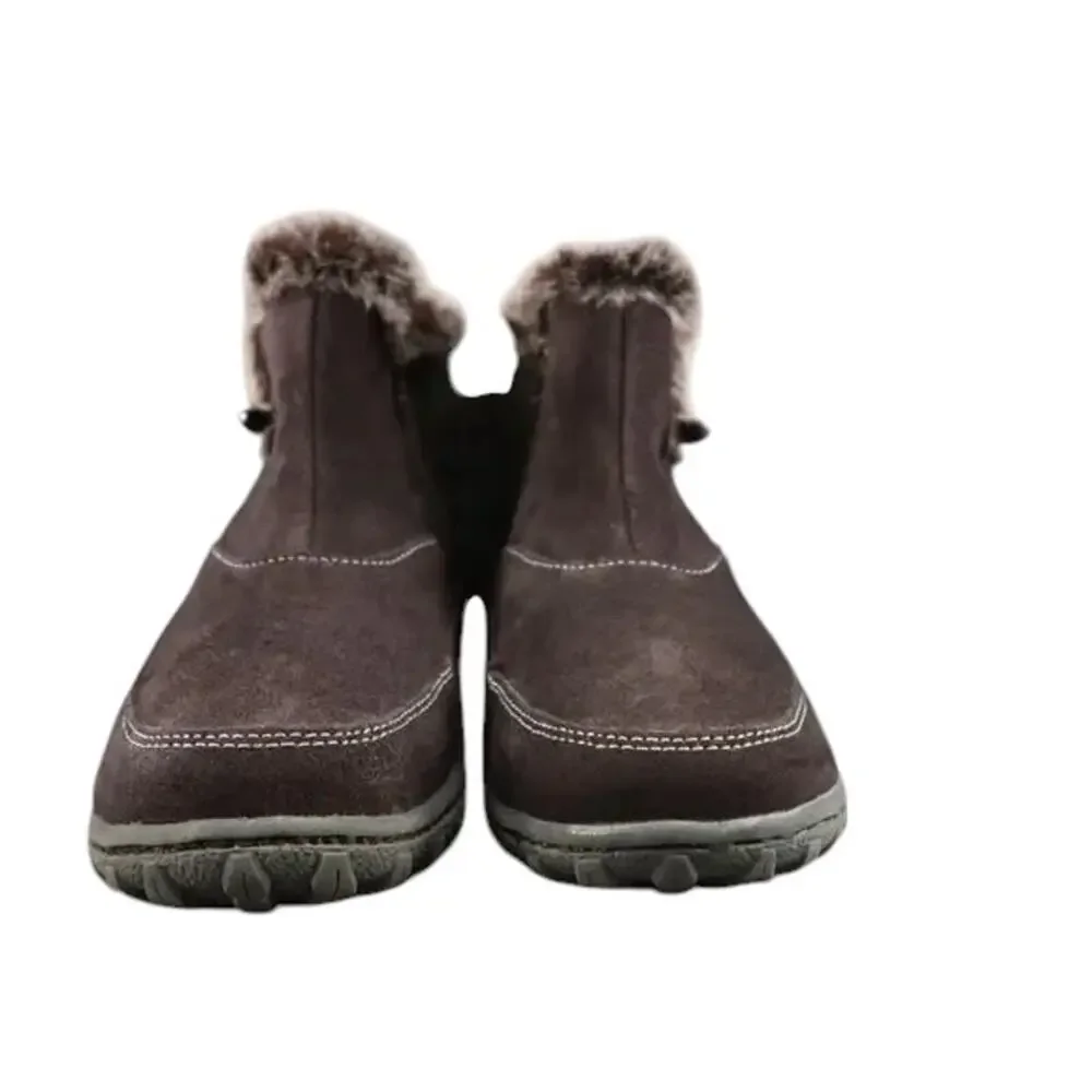 Khombu Shoes Womens 8.5 Booties Leather Faux Fur Winter Ankle Boot Gracie Brown